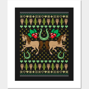 Horse Ugly Christmas Sweater Style  T Shirt Posters and Art